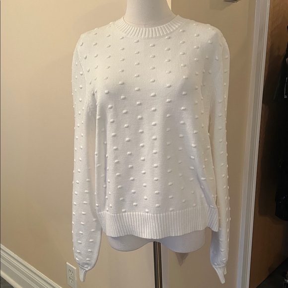 SIMONS CONTEMPORAINE edited modern fashion Puff-sleeve pompom sweater size large - Picture 5 of 9